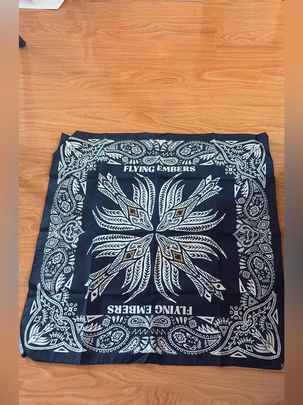 Never Use Flying Embers Black Bandana Paisley Print Bandana Scarf-22”x22”